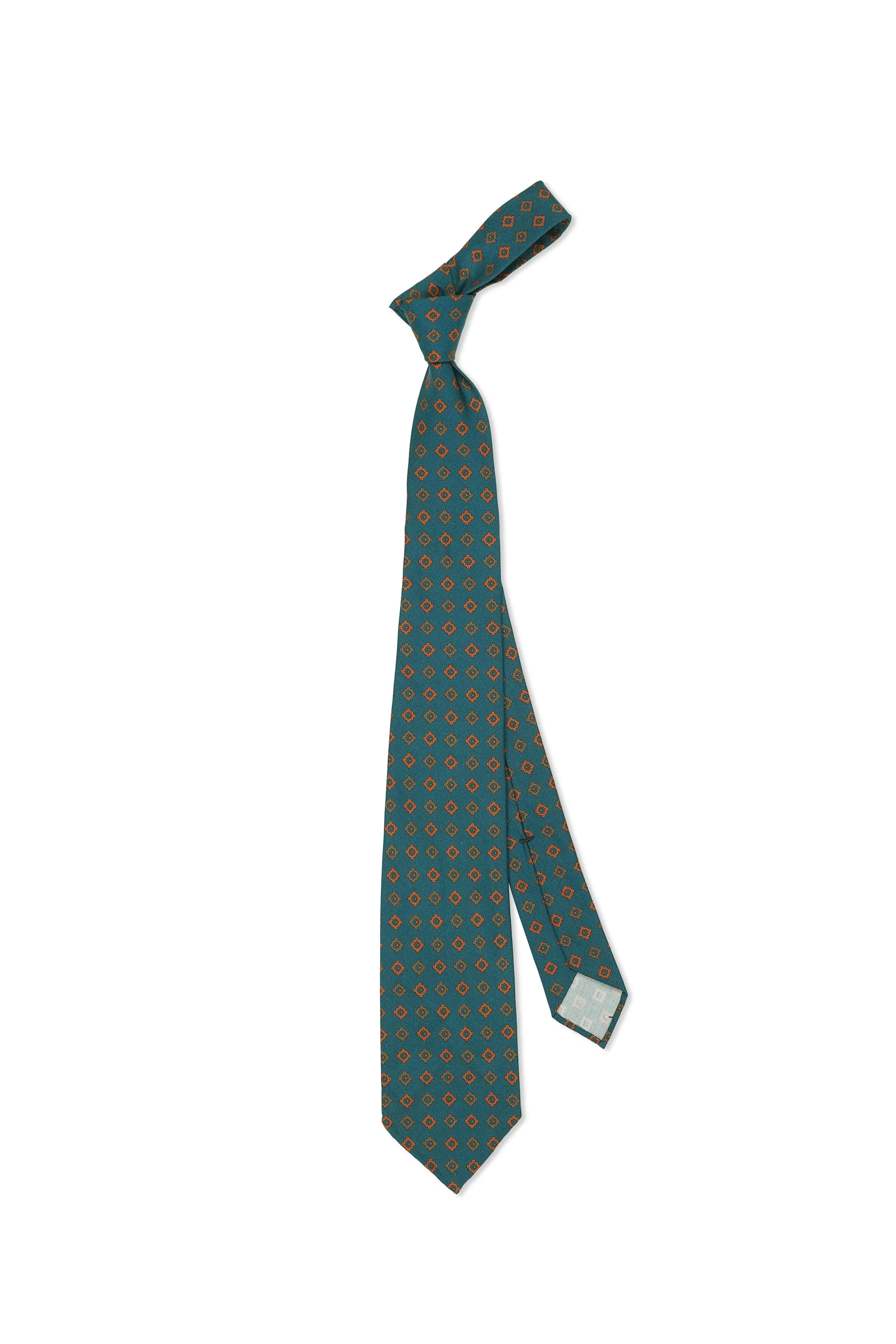 Mattabisch Teal with Orange/Brown Pattern Silk Tie
