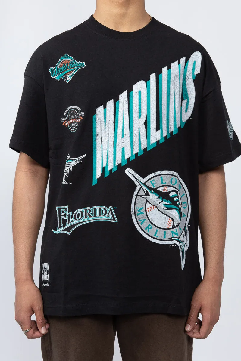 Miami Marlins Vintage Sport Boxy OS Tee | Faded Black
