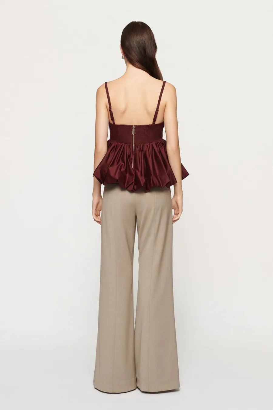 Mimi Peplum Top Cabernet
