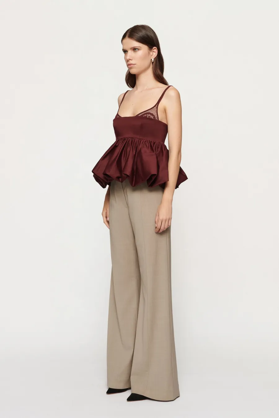 Mimi Peplum Top Cabernet
