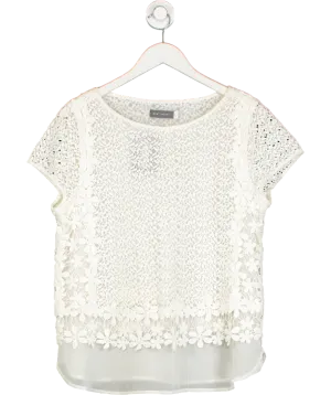Mint Velvet Cream Double Layer Crochet Lace And Chiffon Blouse UK 14