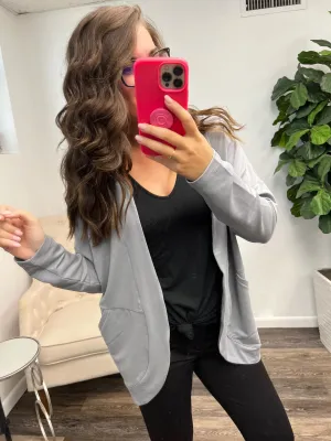 Missie Open-Front Cardigan - Gusty Grey (Ships in 1-2 Weeks)