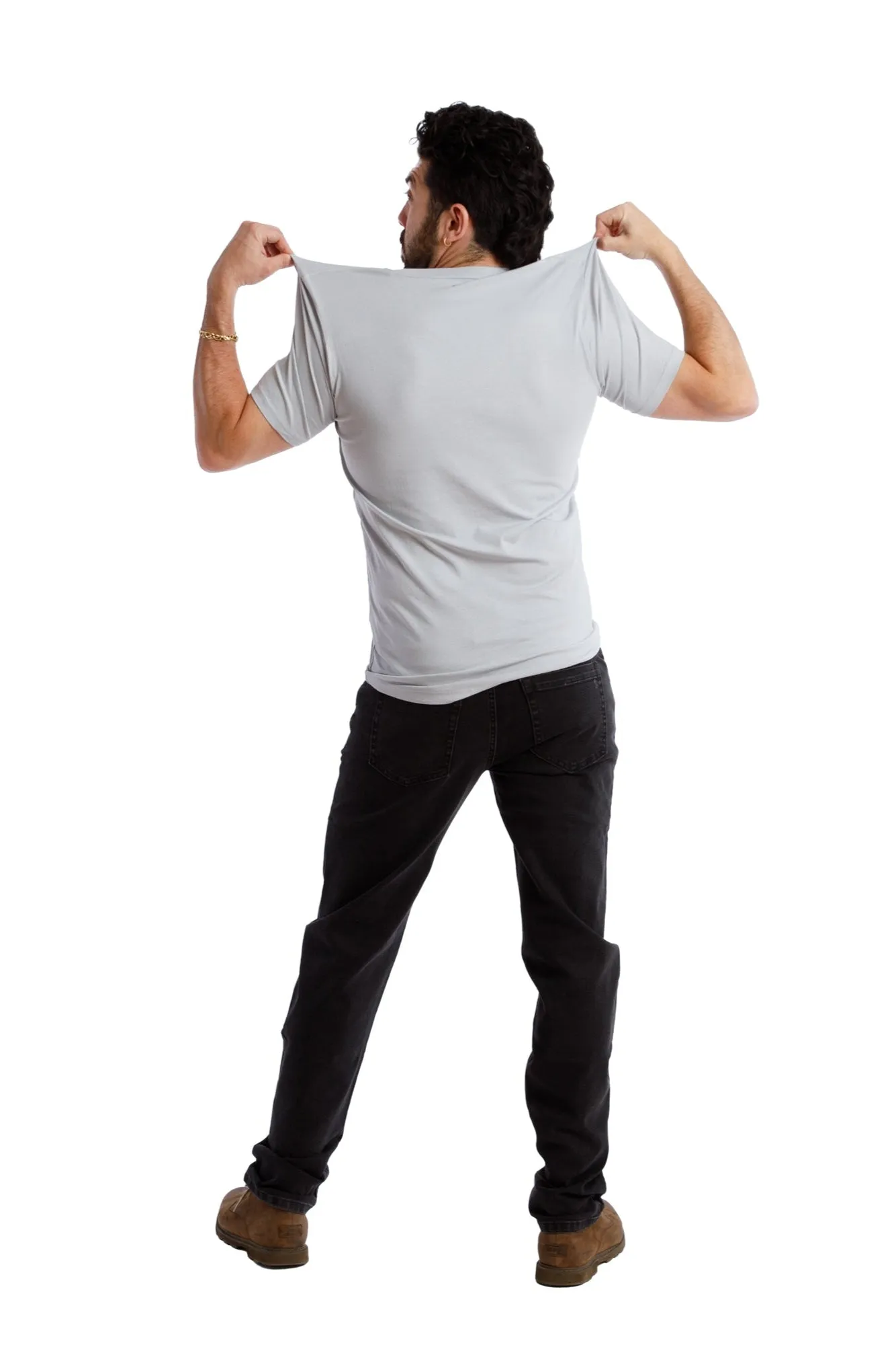 Organic V-Neck T-Shirt / Light Grey