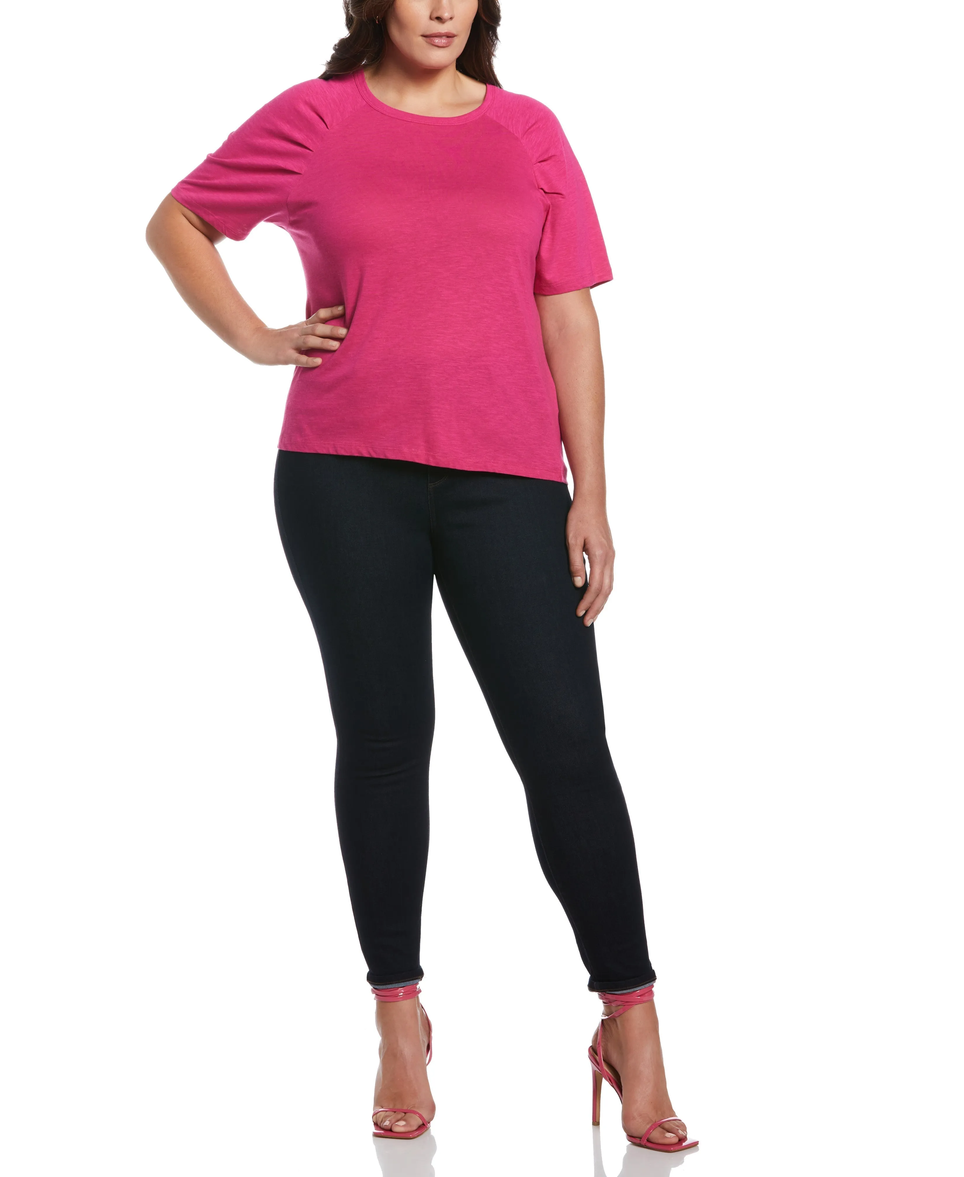 Plus Size Pleated Raglan Sleeve Tee