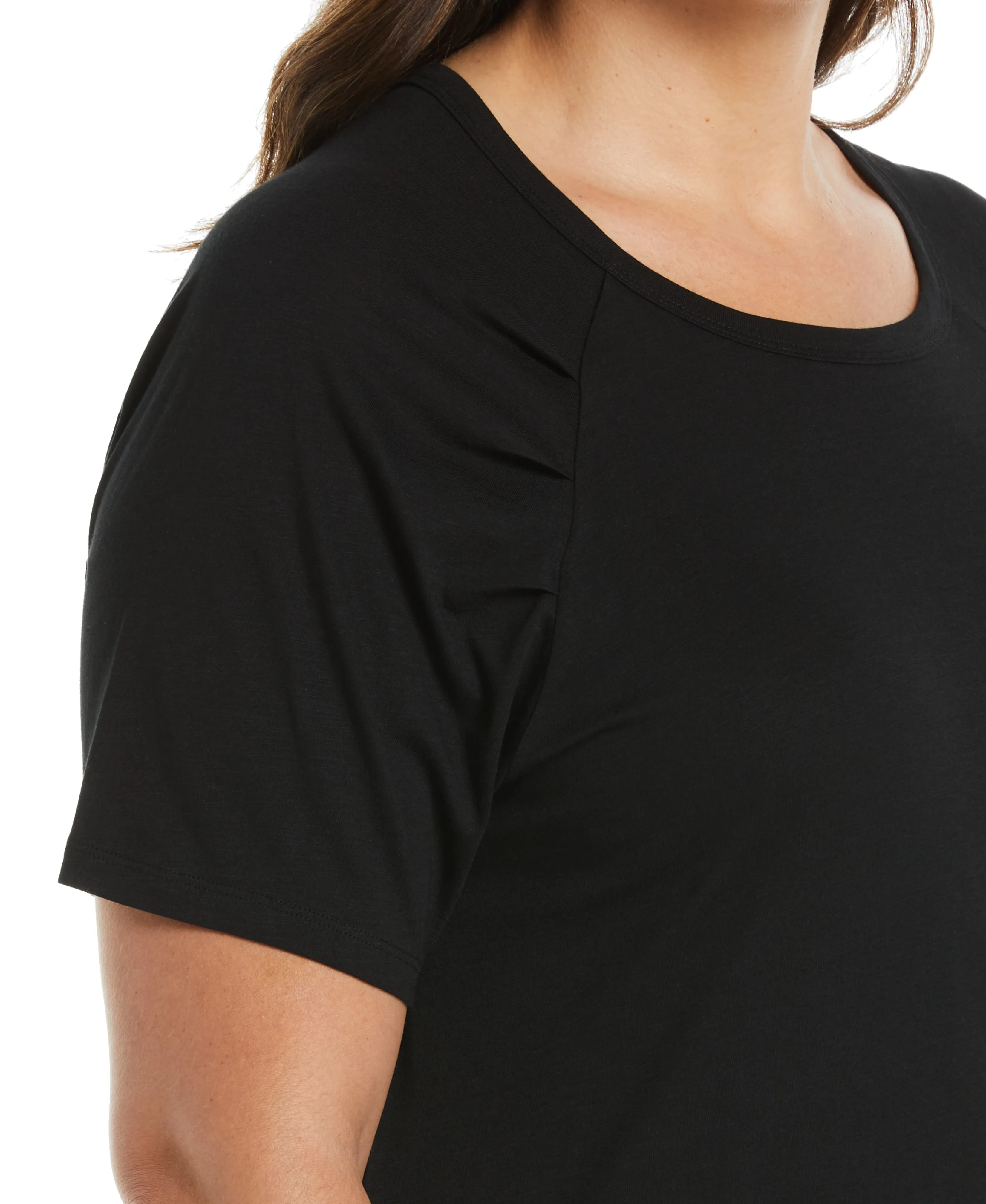 Plus Size Pleated Raglan Sleeve Tee
