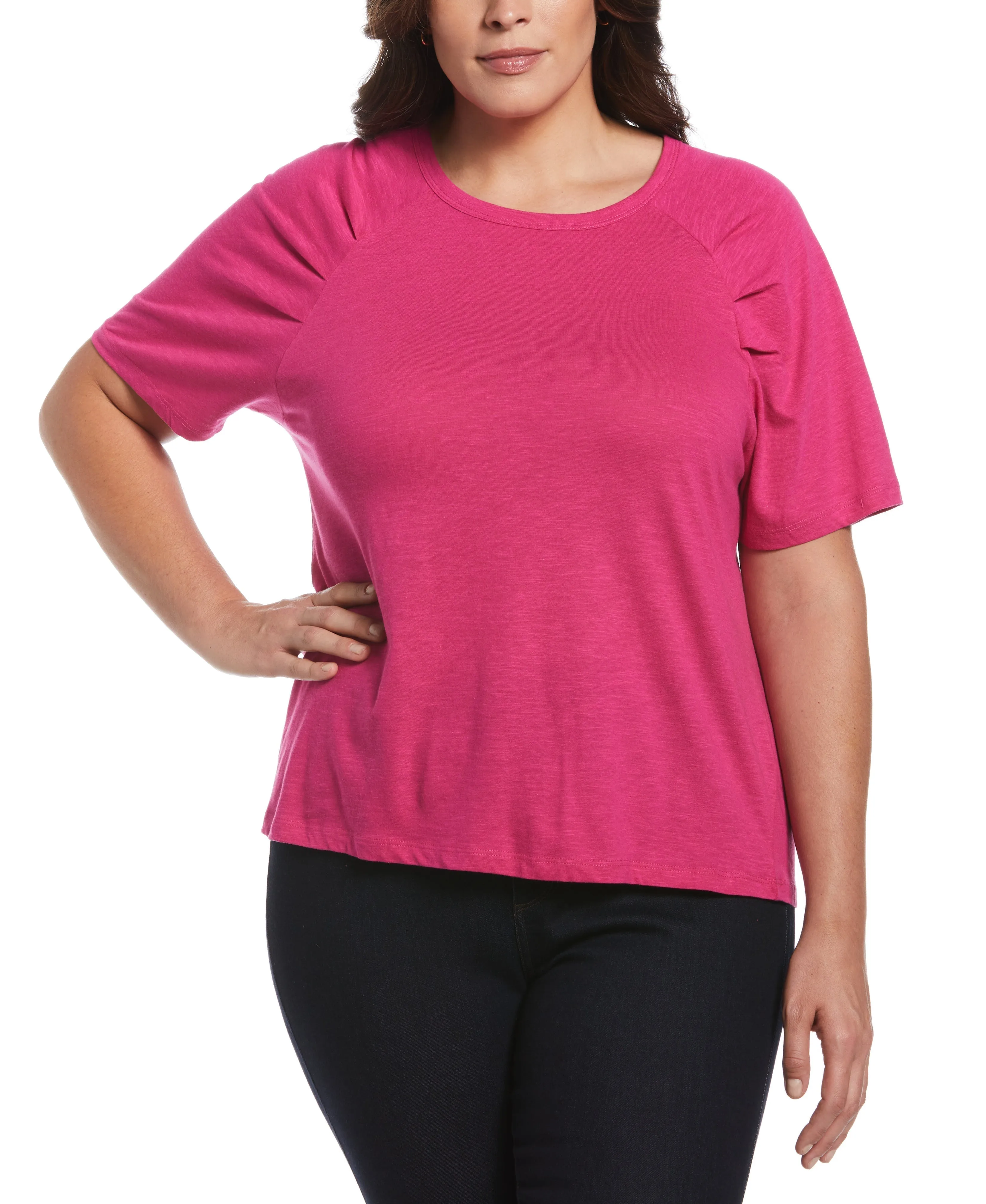 Plus Size Pleated Raglan Sleeve Tee