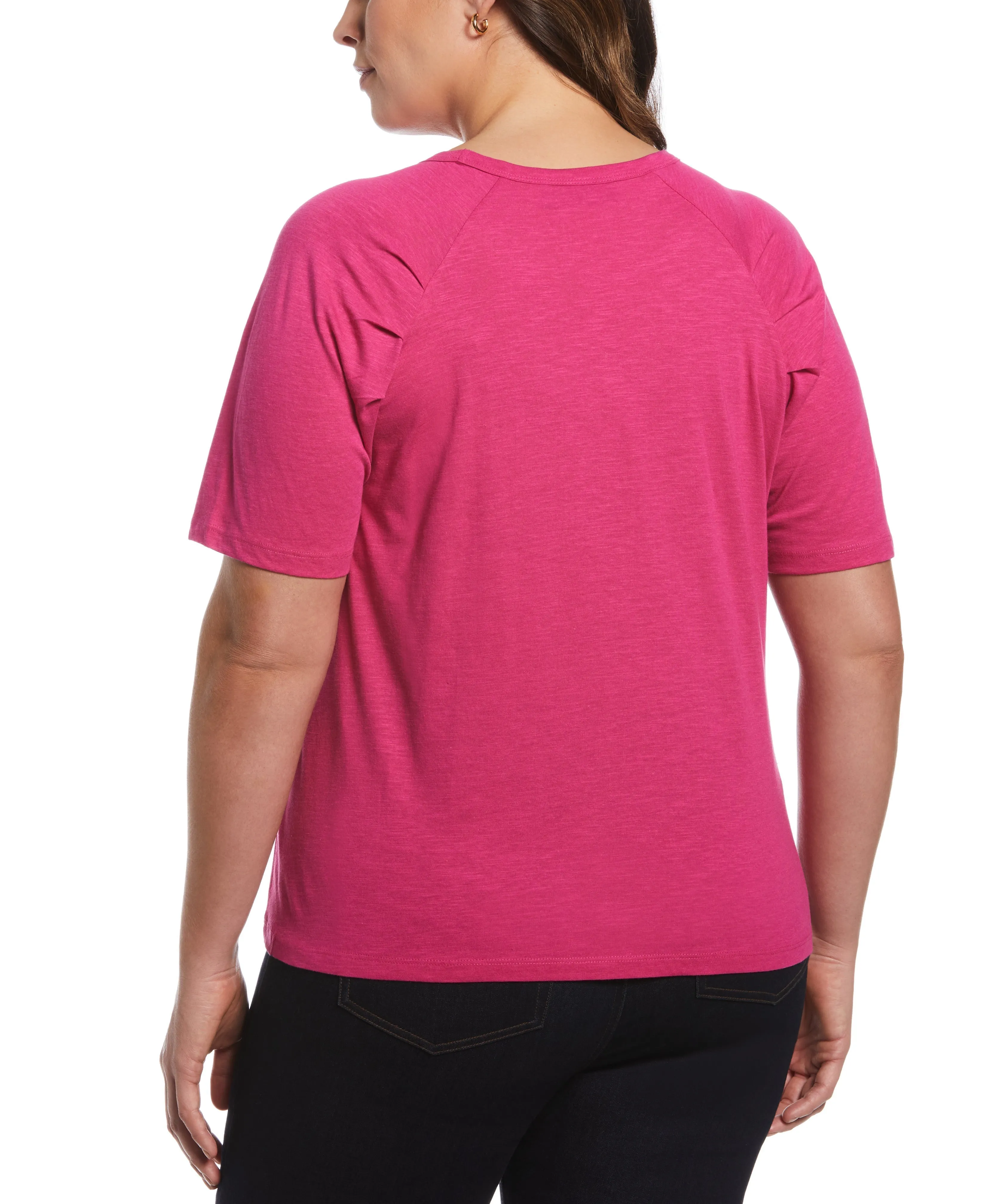 Plus Size Pleated Raglan Sleeve Tee