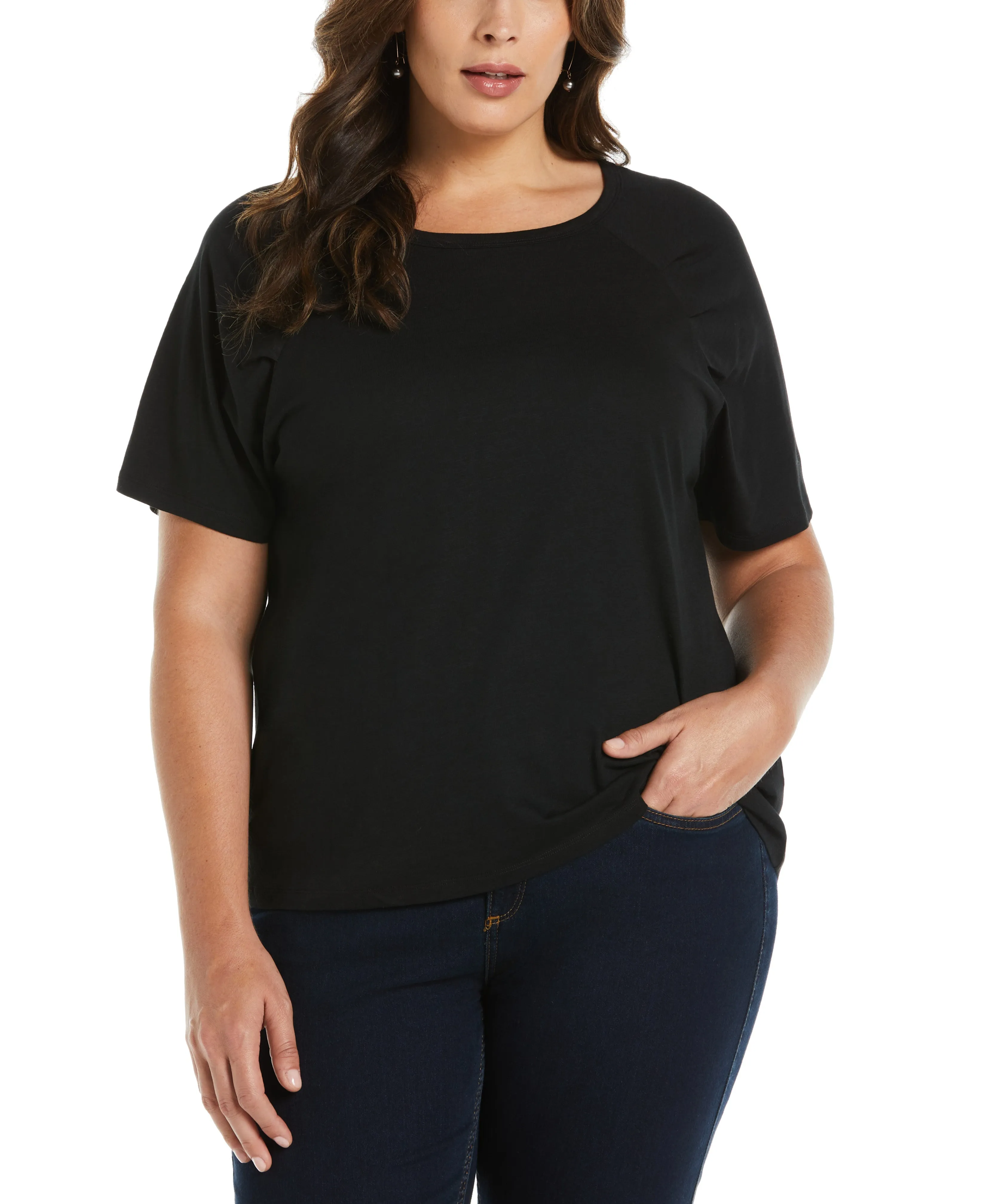 Plus Size Pleated Raglan Sleeve Tee