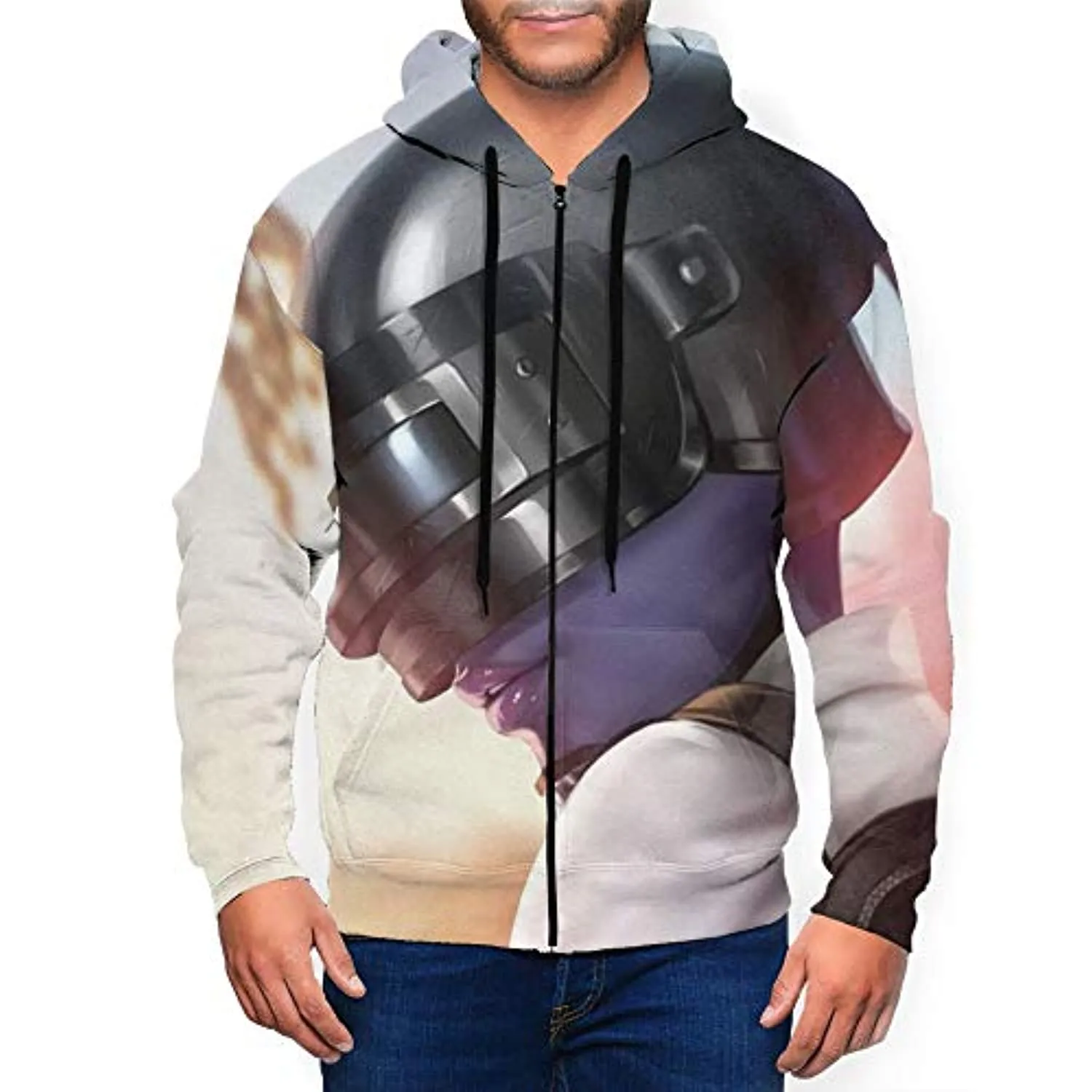 PUBG Hoodies - 3D Print Game White Zipper Jacket with Pockets
