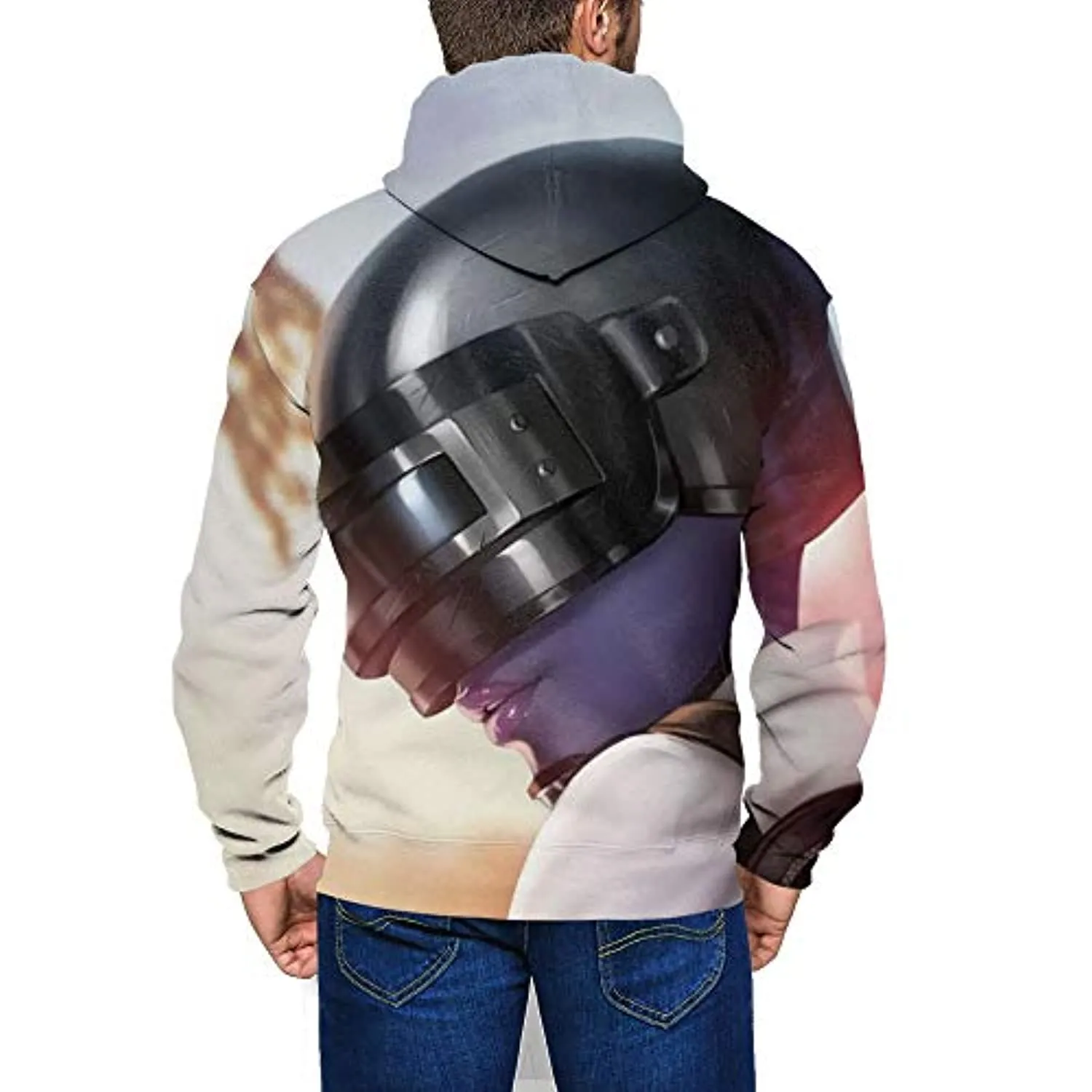 PUBG Hoodies - 3D Print Game White Zipper Jacket with Pockets