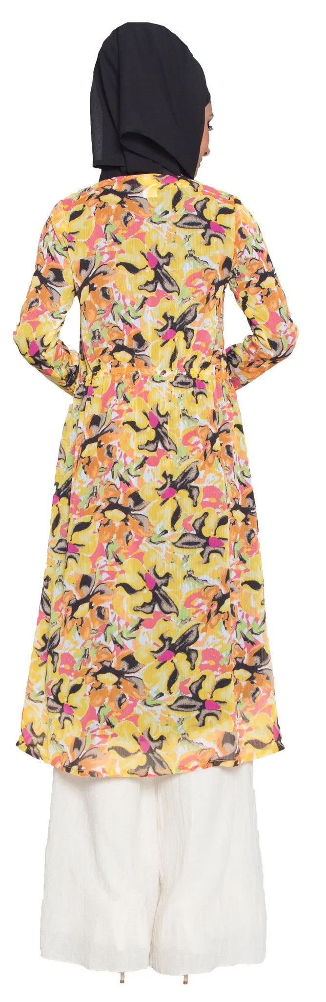 Sidali Lightweight Long Chiffon Duster - Floral - FINAL SALE