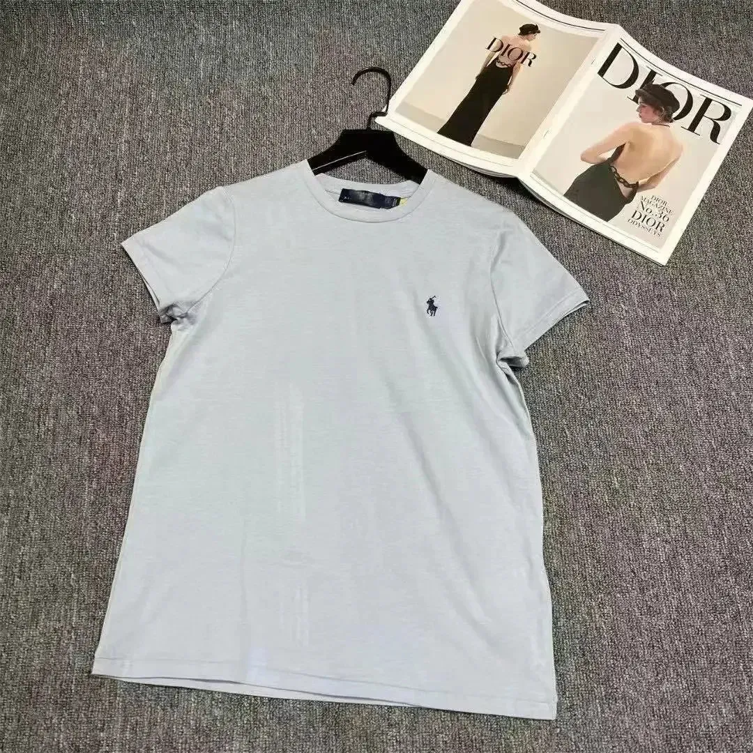 Summer Classic Polo Print Men's and Women's Short Sleeved Cotton Designer Round Neck T-shirt Fashion Casual Street Wear