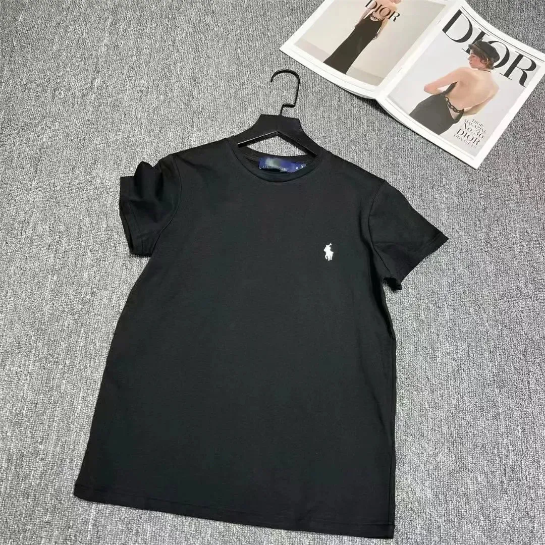Summer Classic Polo Print Men's and Women's Short Sleeved Cotton Designer Round Neck T-shirt Fashion Casual Street Wear