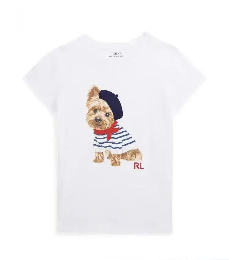 Summer Classic Polo Print Men's and Women's Short Sleeved Cotton Designer Round Neck T-shirt Fashion Casual Street Wear
