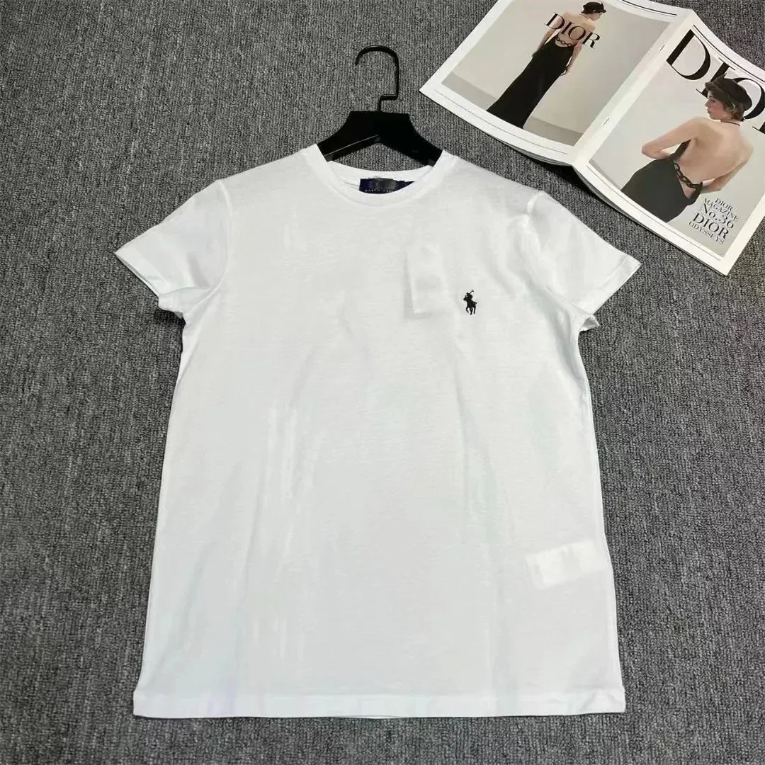 Summer Classic Polo Print Men's and Women's Short Sleeved Cotton Designer Round Neck T-shirt Fashion Casual Street Wear
