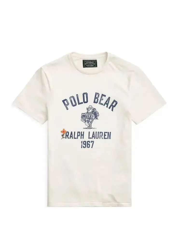 Summer Classic Polo Print Men's and Women's Short Sleeved Cotton Designer Round Neck T-shirt Fashion Casual Street Wear