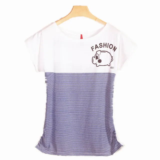 Top Selling Womens Clothes 2017 Femininas Casual Printed Cotton Vintage Short-sleeve Elastic Brand Women T-shirt Tops for Women