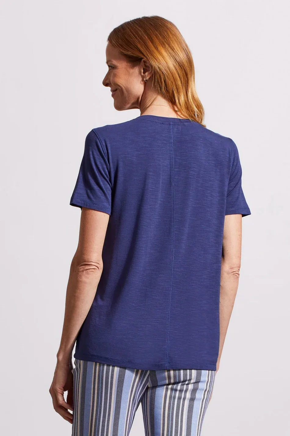 TR1730o S/S V-Neck Top W/ Special Stitching