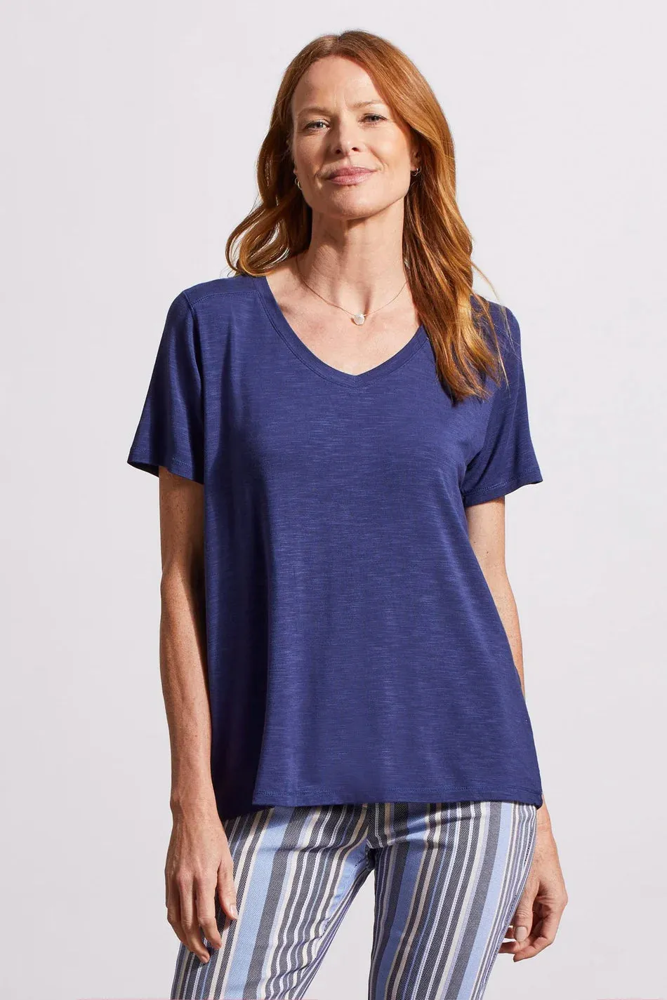 TR1730o S/S V-Neck Top W/ Special Stitching