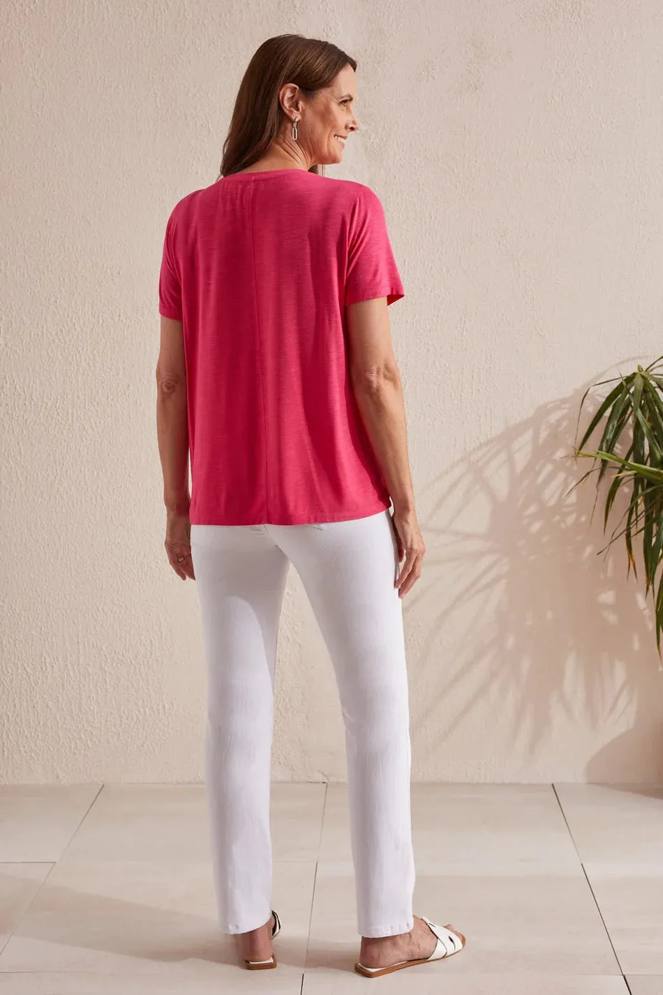 TR1730o S/S V-Neck Top W/ Special Stitching