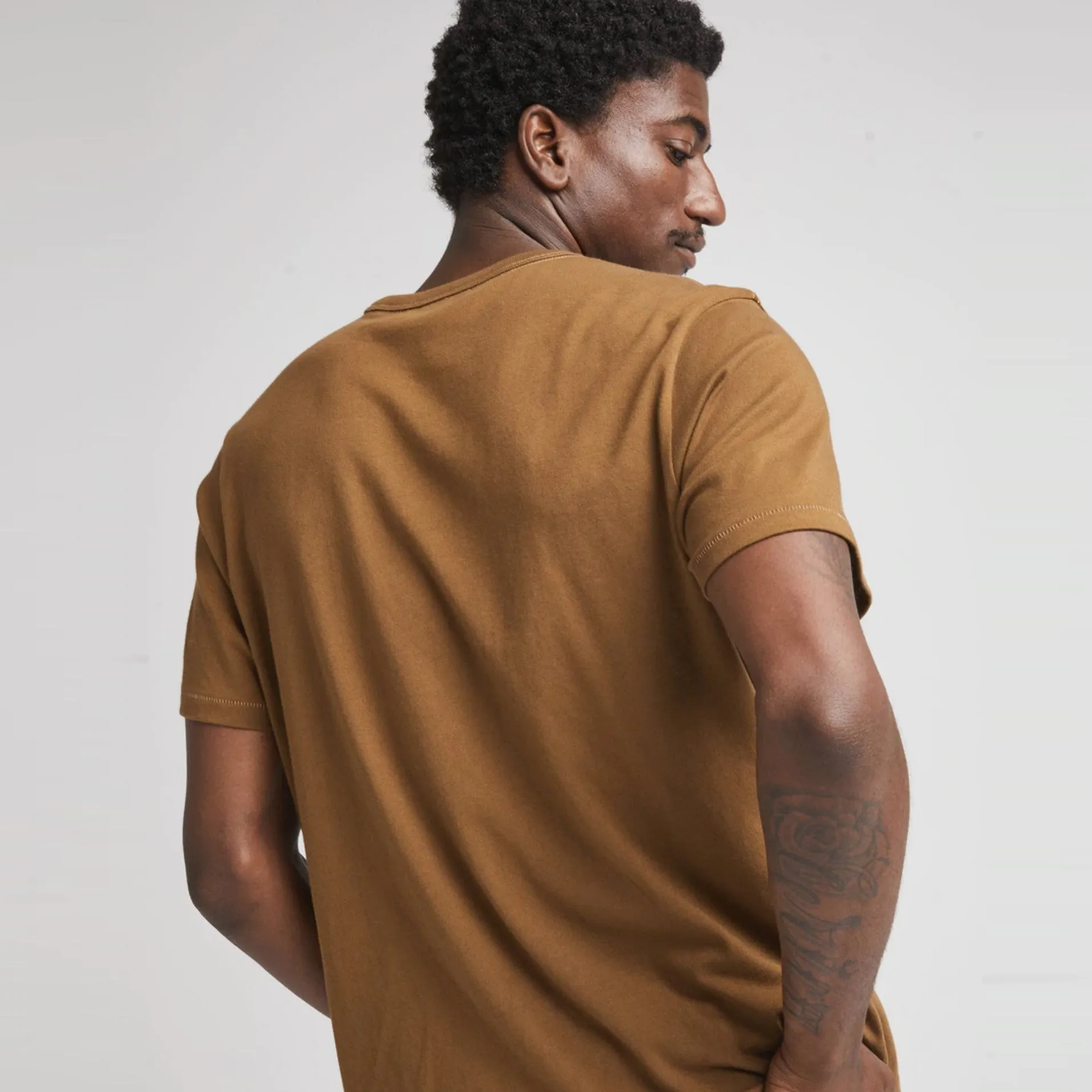 Weighted Organic Cotton V-Neck Tee (Morning Roast)