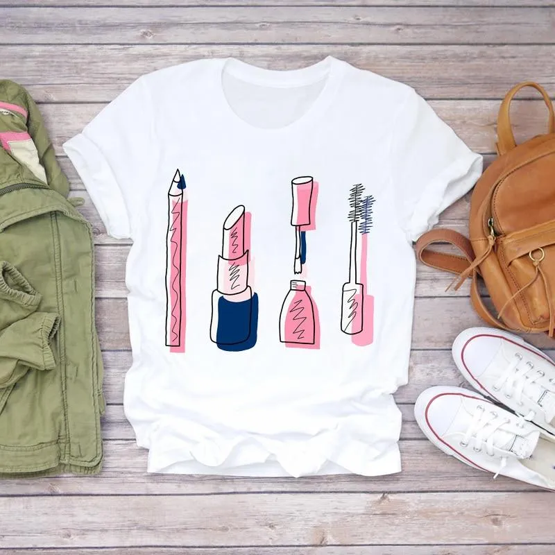 Women 90s Stylish Fingernail Nail Art Make Up Design T-Shirts