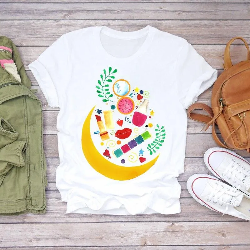 Women 90s Stylish Fingernail Nail Art Make Up Design T-Shirts