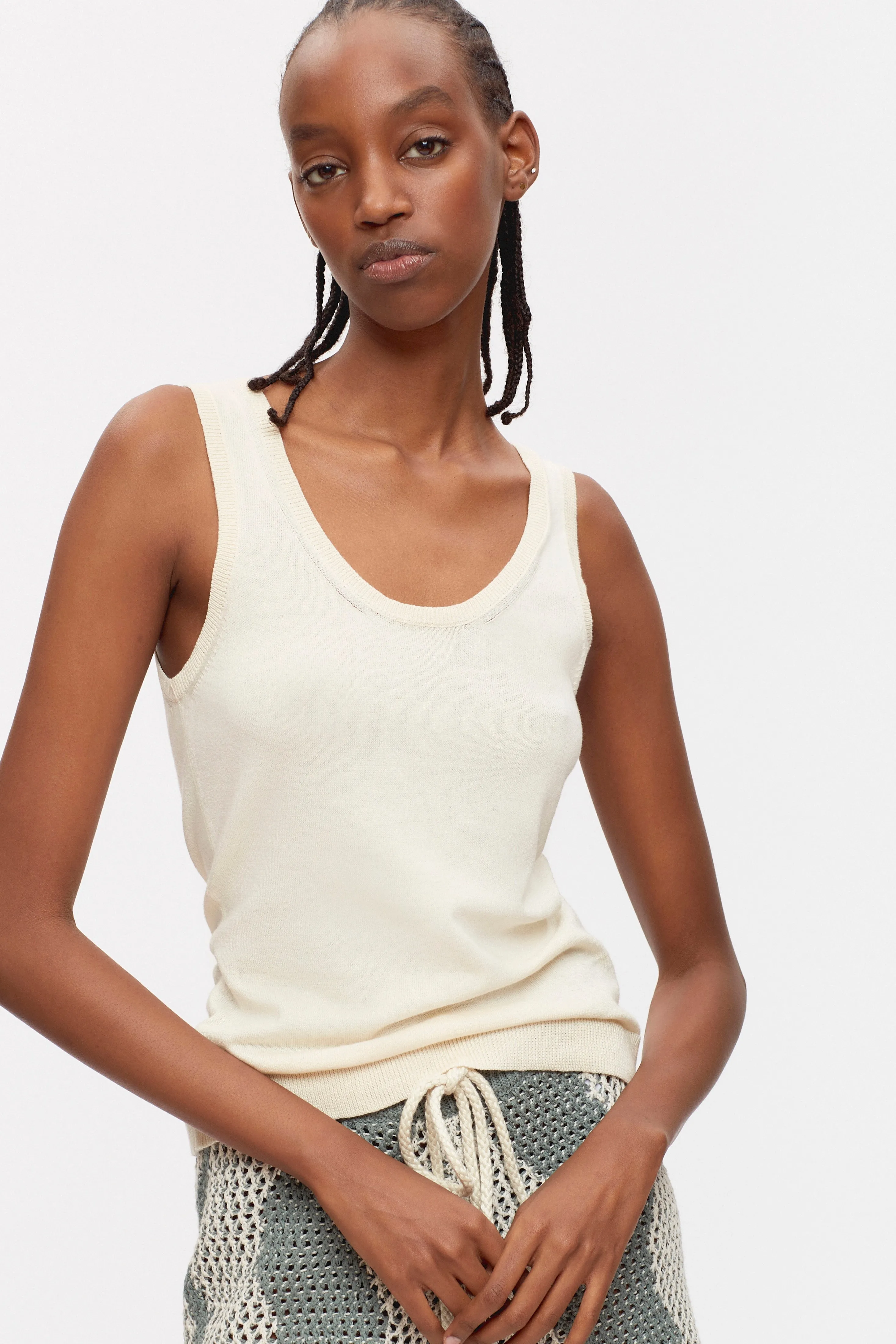 Women's Knit Crew Tank in Natural