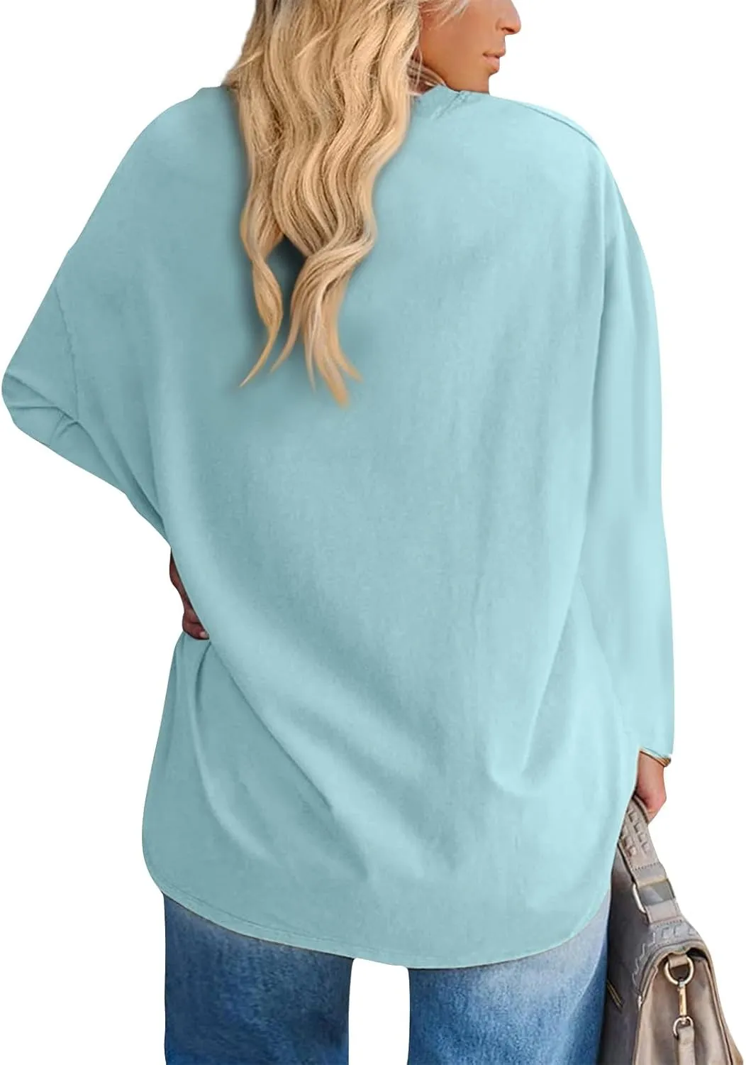 Womens Long Sleeve Tops Oversized V Neck Sweatshirts Casual Trendy Shirts Fall Winter Clothes 2024