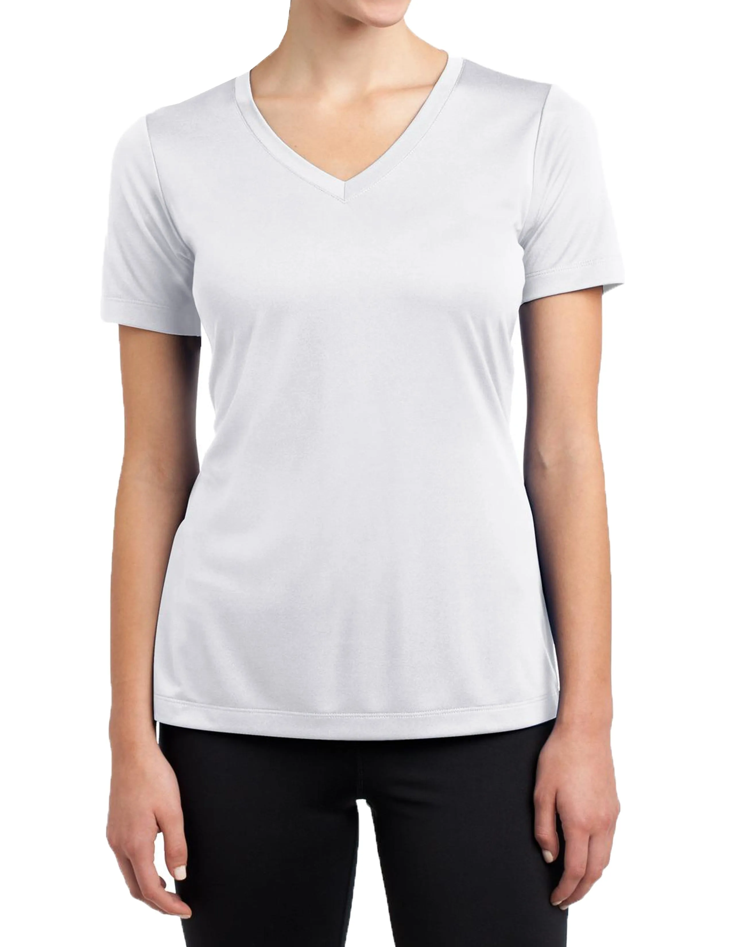 Womens Short Sleeve Fitted V-Neck T-Shirts