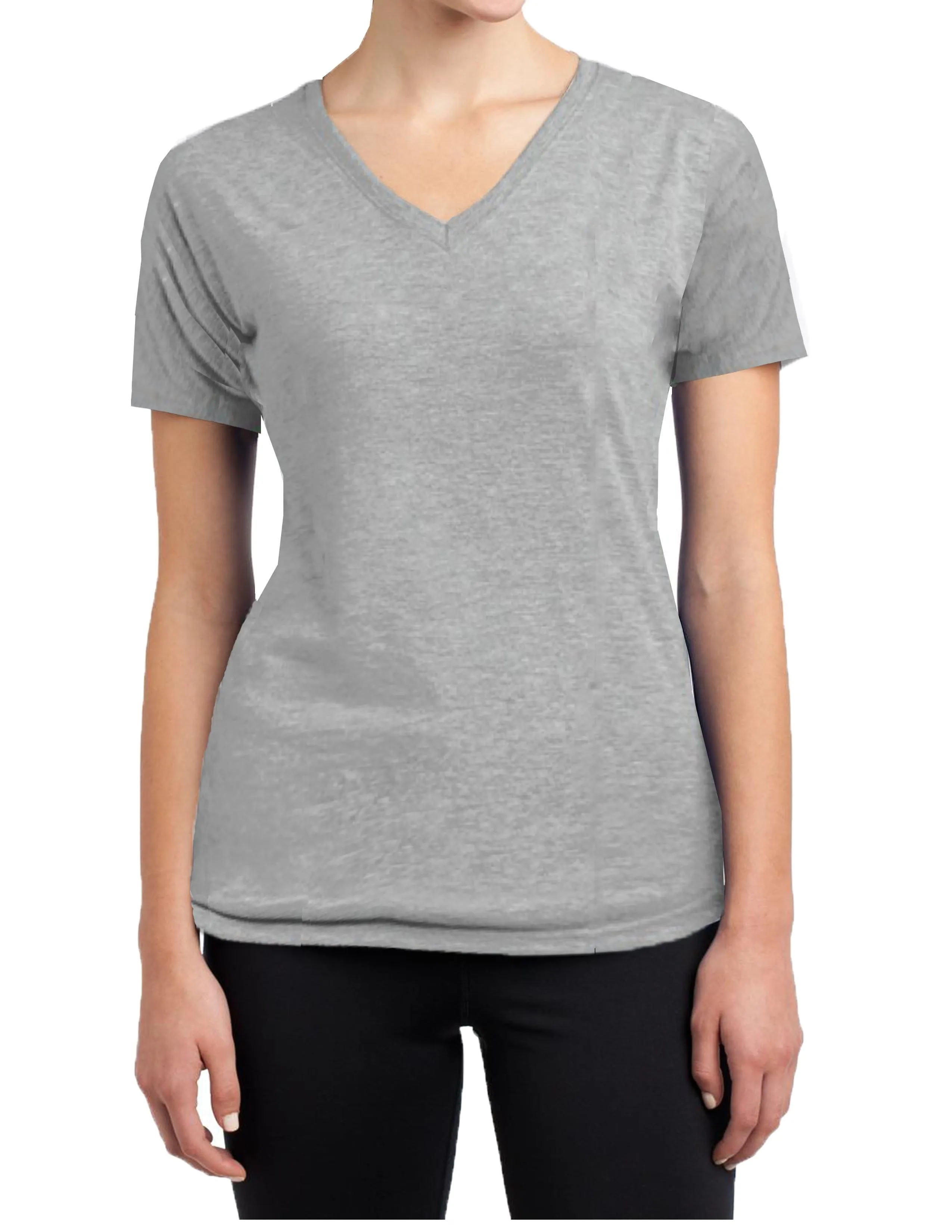 Womens Short Sleeve Fitted V-Neck T-Shirts